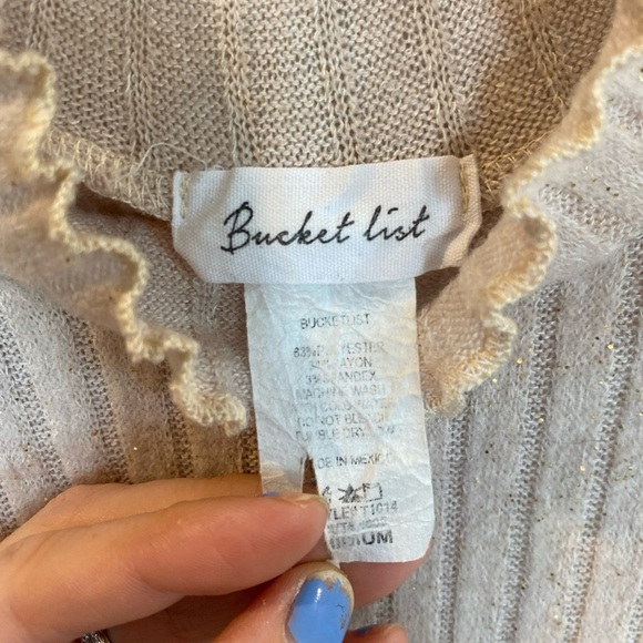 Bucket List High Neck Ribbed Tank Top Medium Sparkles Stretch - Picture 3 of 4